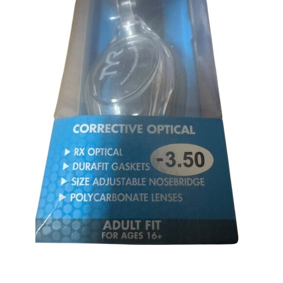 TYR Corrective Optical Swim Goggles Clear -3.50 NEW IN PACKAGE - Picture 2 of 7